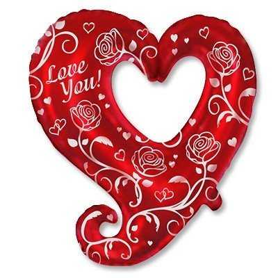 Шар фигура 12 Love You Cердце с розами/FM