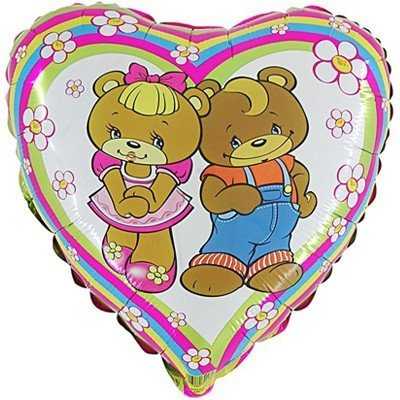 Шар 18" Медвежата в цветочках