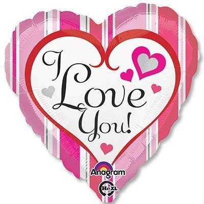 Шар 18" ILY Полосы розовые