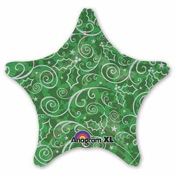 Шар 18" звезда Узоры Green