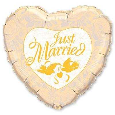 Шарик 36" Just Married Золото