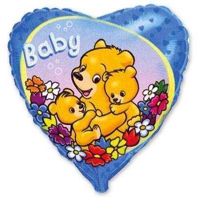 Шарик 18" Baby Мишки на голубом