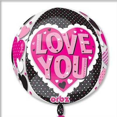 Шар 3D СФЕРА 16" ILY Розовое на черном