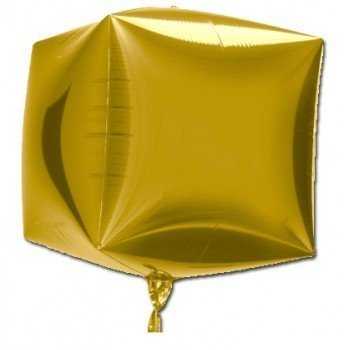 Шар 3D КУБ 15" Б/РИС Металлик Gold
