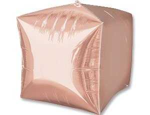 Шар 3D КУБ 15" Б/РИС Металлик Rose Gold