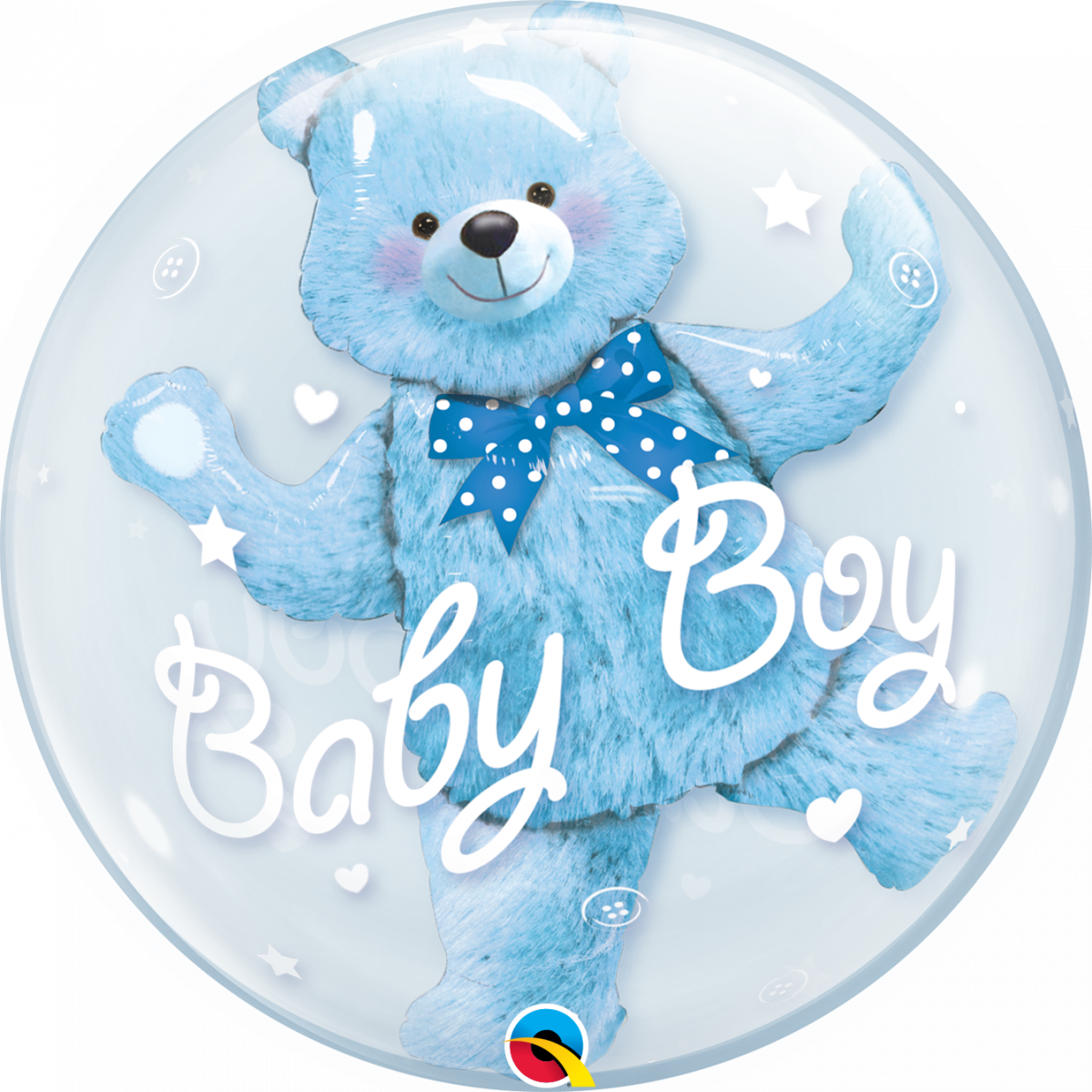 Шар BUBBLE 22 Мишка голубой