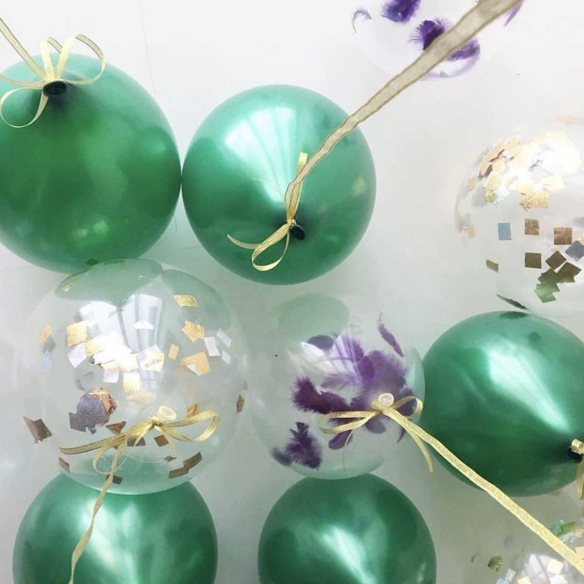 Шарики под потолок Фиолетовые перья 10 шт